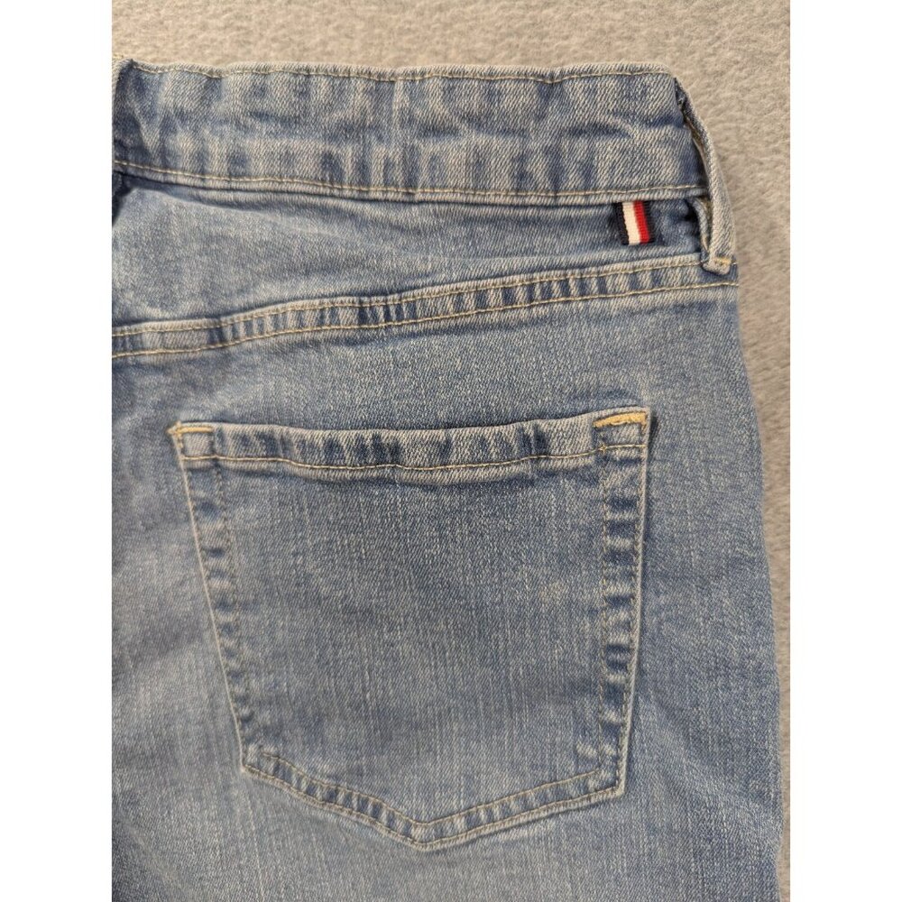 Tommy Hilfiger Denim Shorts Womens SZ 6 Blue whiskers Bermuda Rolled Cuffs Boho - Picture 10 of 14